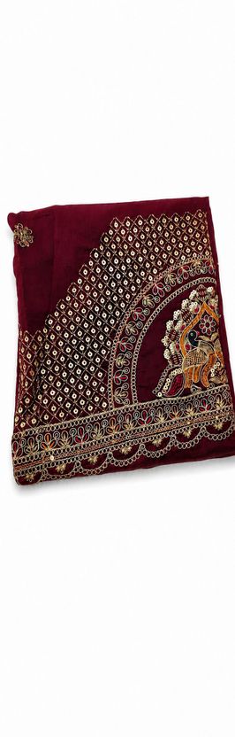 Champagne Beige Woven Saree with Embroidered Blouse view 4