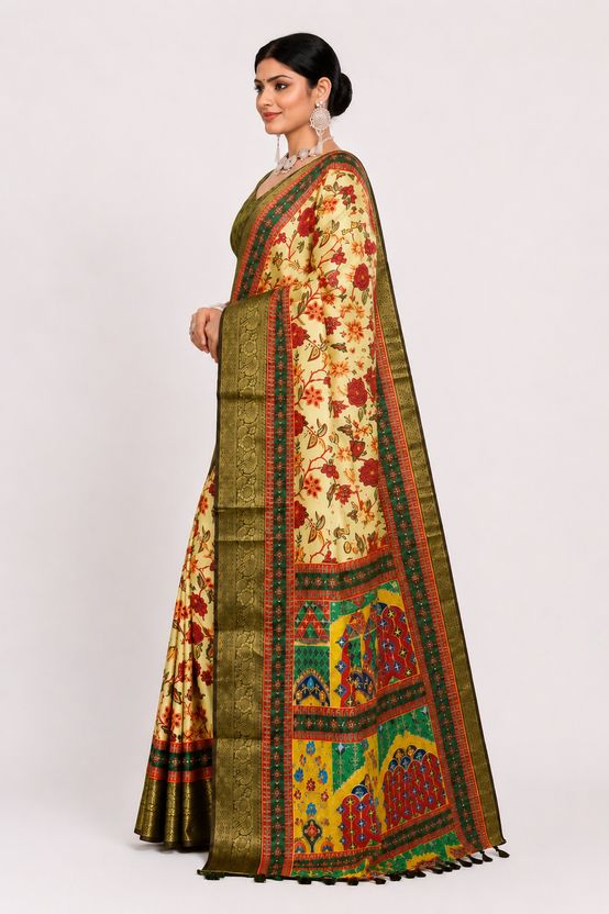 Rangrez Heritage Floral Jacquard Saree view 3