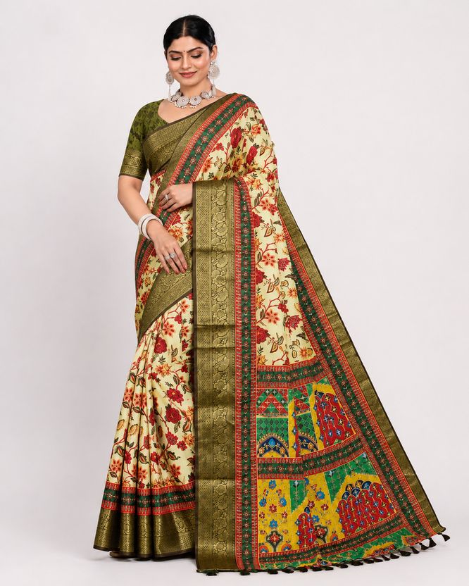 Rangrez Heritage Floral Jacquard Saree view 5